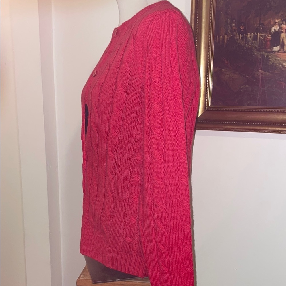 NWT 100% Wool Button Down Red Cardigan Sweater. Size Small. - Picture 4 of 11